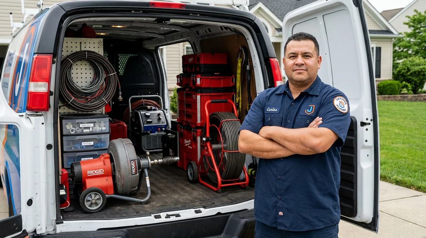 Professional drain cleaning equipment and Johns Plumbing LLC plumber in Ragland
