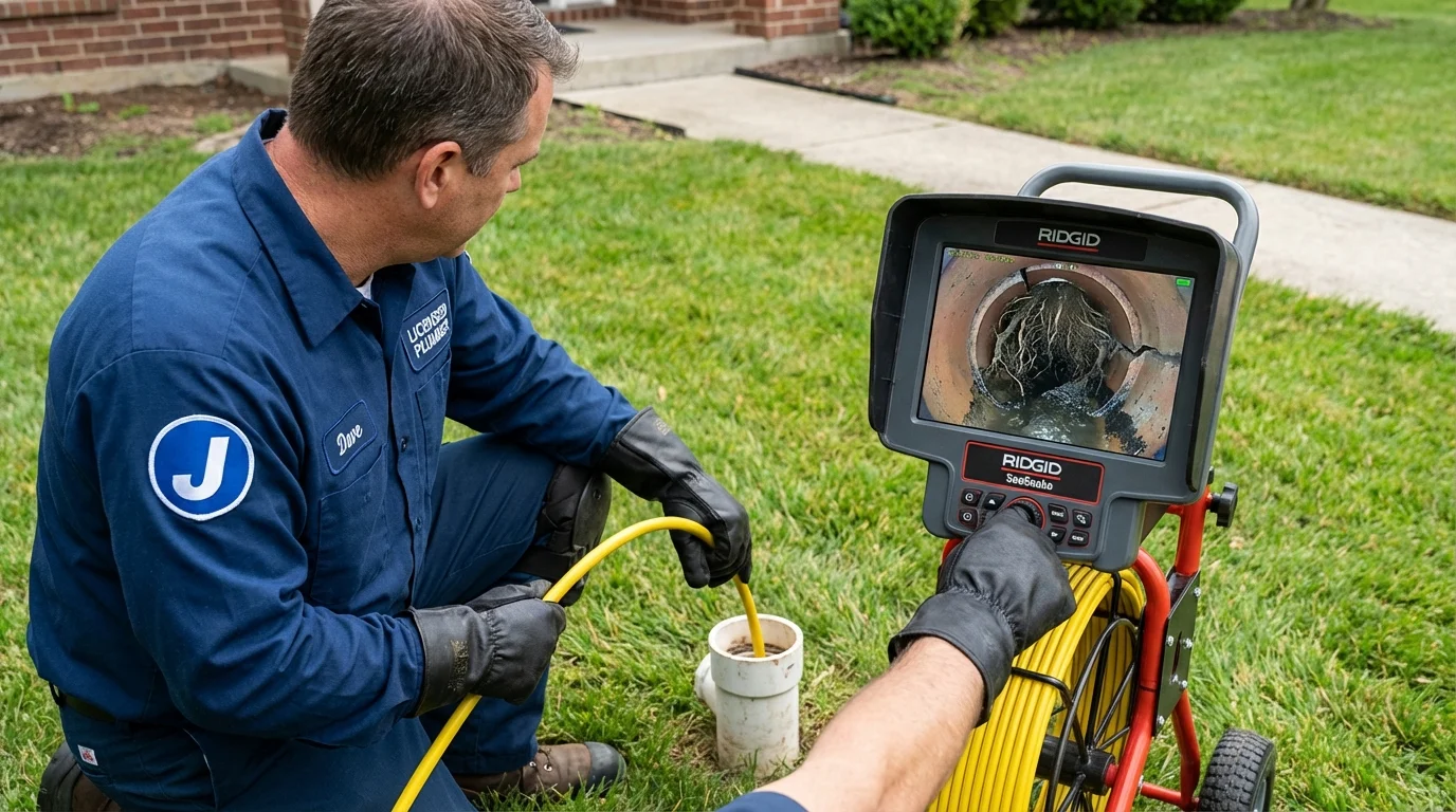 Sewer camera inspection being performed by Johns Plumbing LLC in Ragland